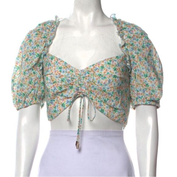 Significant Other Floral Print V-Neck Crop Top 2 - Picture 1 of 8